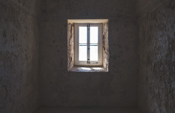 Old window in the dark room